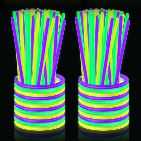 120 Pcs 22"/ 8" Glow Sticks Necklaces Bracelets St Patrick's Day Yellow Green - Picture 3 of 3